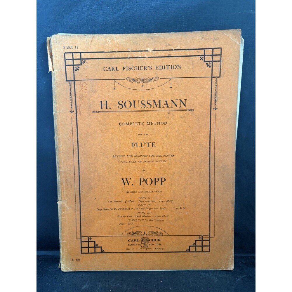 Vintage H. Soussmann Complete Method For The Flute, Part II Sheet Music